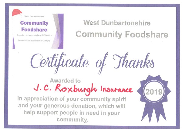 Foodshare Certificate Of Thanks 1