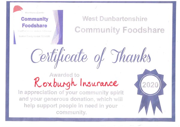 Food Bank Certificate